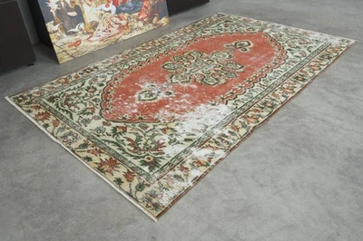 5x9 area rug, turkish wool rug, hand-knotted vintage rug, oushak rug,738 - Image 1 of 4