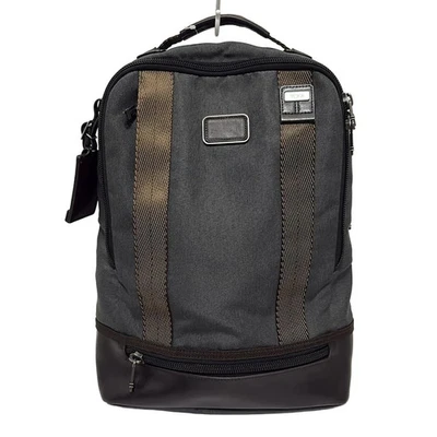 Auth TUMI - 222682AT2 Gray Dark Brown Nylon Leather Backpack - Image 1 of 4
