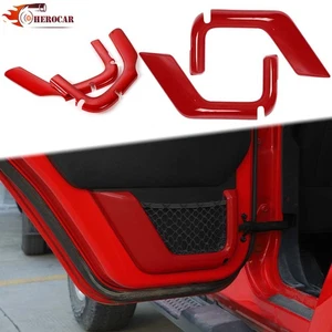 Cubierta de red de bolsillo de almacenamiento de puerta de coche roja para Jeep Wrangler JK 4 puertas 11+ accesorios - Imagen 1 de 15