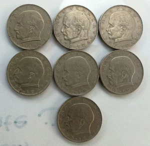 7x 2DM Deutsche Mark Münzen Konvolut Max Planck Motiv  Jahre 1957,58,61,64,65,71 - Bild 1 von 2