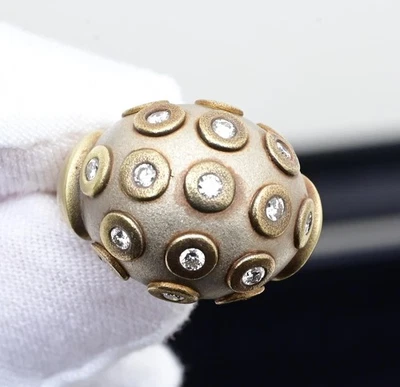 Anillo de diamantes con cúpula de oro de 18 quilates Diana Vincent certificado IGI tamaño 4 11,83 gramos Foto 1 de 4