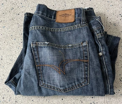 LEE COOPER mens W36 L29, Blue lightly distressed look button fly denim jeans. - Image 1 of 4