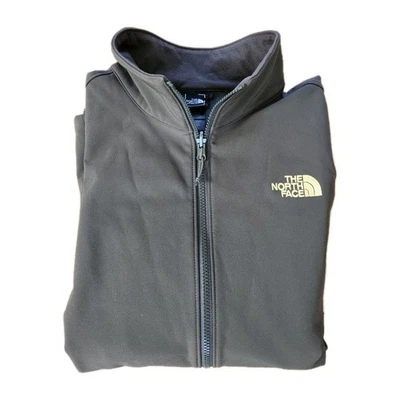 North Face 夹克男式大号软壳全拉链羊毛衬里橄榄绿色  — 第 1/4 张图片