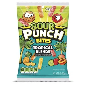 Sour Punch Bites Tropical Fruit Flavors Soft & Chewy Sour Candy 5oz Bag 12 Pack - Picture 1 of 6