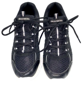 Skechers Womens Mesh Leather Sneakers Light Weight Running Walking Size 8 Black - Picture 1 of 7