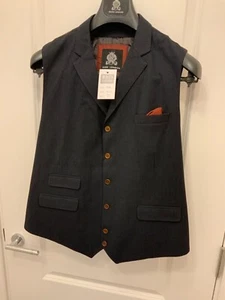 *New* Men’s Guide London Navy with Red Stitching Edging Waistcoat 3XL XXL - Picture 1 of 14
