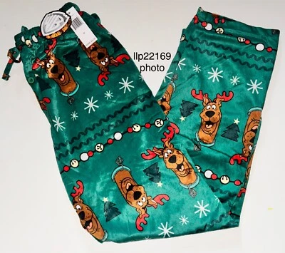 PANTALONES DE PIJAMA SCOOBY DOO CUERNOS DE RENO COPOS DE NIEVE Fleece Lounge para hombre medianos Foto 1 de 4