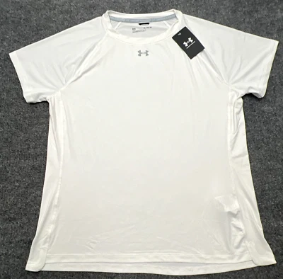 Camiseta atlética feminina Under Armour manga curta branca 1370418 nova com etiquetas - Imagem 1 de 4