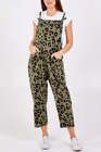 Dungaree- New Women Leopard Print Jersey Dungaree Jumpsuits Front Tie Knot Desig
