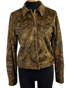 Jones New York Leopard Cheetah Print Faux Fur Jacket Size 8 Vintage - Picture 1 of 13