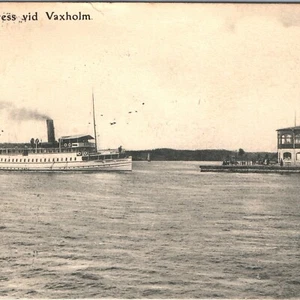 c1910s Vaxholm, Sweden Angf Express Boat Collotype Photo Steamship Postcard A158 - Zdjęcie 1 z 4