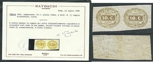 1863 REGNO SEGNATASSE 10 CENT COPPIA MNH ** - CERTIFICATO RAYBAUDI - Picture 1 of 1