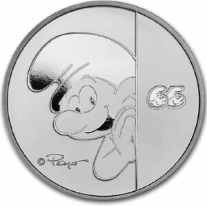 2023 Niue 65th Anniversary The SMURFS 1 oz 999 Fine Silver coin in Mint Capsule.