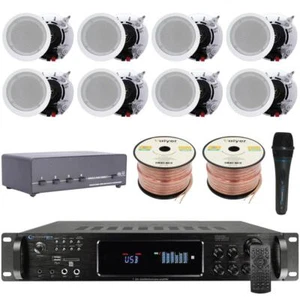 Home Theater System Kit, 7.2 Ch 4500W Bluetooth w/ 8 Ceiling Speakers, Wire, Mic - Picture 1 of 10