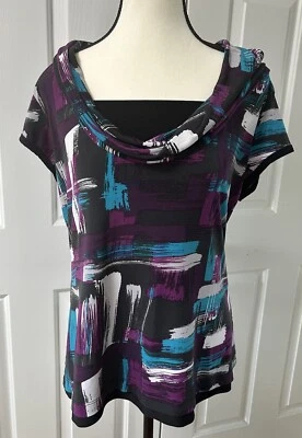 Top para mujer XL L.A.Blues púrpura negro verde azulado blanco tejido líquido elástico B38 Foto 1 de 4