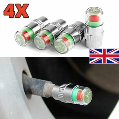 4Pcs Car Auto Tire Pressure Monitor Valve Stem Cap Sensor Indicator Warn Air Cap - Image 1 of 4