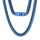 8mm 24"New Fashion Blue Stainless Steel Flat Snake Chain Necklace for Women Men