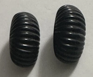 Large Vintage Black Bakelite Chunky LES BERNARD Designer Clip-on EARRINGS - Picture 1 of 11