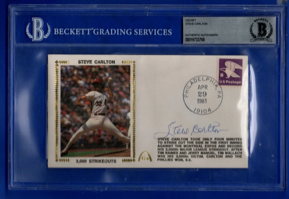 STEVE CARLTON 3,000 KO 1981 - signed GATEWAY CACHET BAS certified/encapsulated - Image 1 of 1