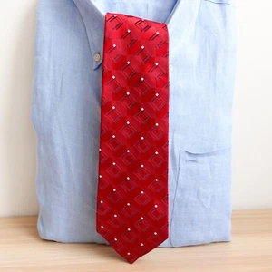 Textured Tie Mens Red Geometric Silk Modern Necktie Suit Formal Wide MURANO USA - Picture 1 of 7
