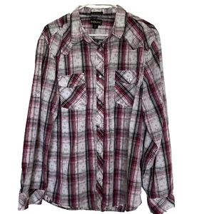 Helix Men’s Vtg Western Shirt Sz XL Snap Button Plaid Flower Print Athletic Fit - Imagen 1 de 9