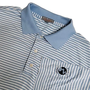 Polo de golf Peter Millar Summer Comfort talla L blanco azul a rayas Pablo Creek - Imagen 1 de 8