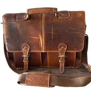 "Bolso de trabajo Buffalo Leather 15,6"" de Aaron Leather Goods/pátina rica" - Imagen 1 de 14