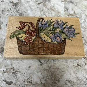 Vintage 1999 Penny Black Rubber Stamp Susan Winget 1352K Iris Basket - Bild 1 von 6