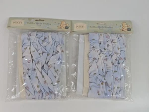 2 Packages Vintage Classic Pooh Ruffled Quilt Binding Blue Material 5 Yards Each - Picture 1 of 11