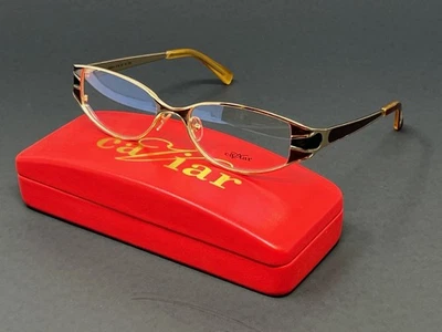 Caviar M2604-C16 Gold 52mm Women's Eyeglasses Rectangle Optical Frames Japan - Image 1 of 4