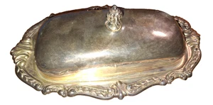 Antike versilberte Butterdose mit Deckel und Einsatz Sheridan Marke Taunton Holiday - Bild 1 von 8