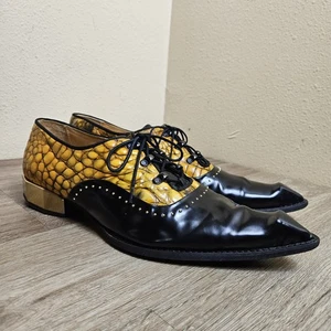 Mens John Fluevog US Size 12 Imperial Swordfish Lestat Bumped-Toe Lace-Up Shoes - Picture 1 of 24