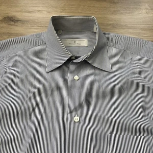Ermenegildo Zegna Striped Dress Shirt Business Blue Men Size 14.5 / 37 Small - Picture 1 of 5