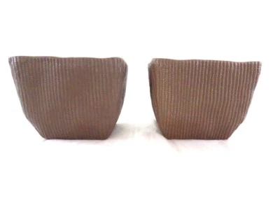 Töpfe Dekoration 2 Übertöpfe 13 cm Hoch dunkelbraun quadratisch  Pflanzen - Bild 1 von 4