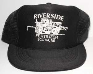 1990s Vintage Riverside Fertilizer Snapback Trucker Cap Scotia Nebraska Farm Hat - Picture 1 of 19