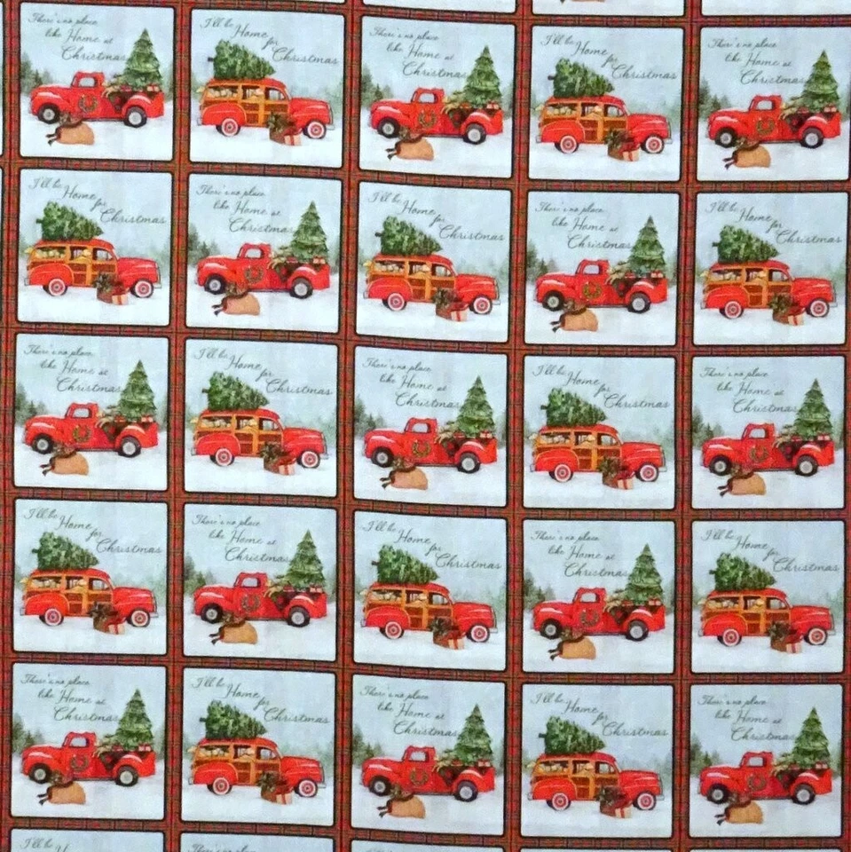 Tela de Navidad - Camioneta pickup con panel parcheado Susan Winget - Patio de algodón Foto 1 de 1