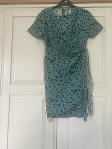 SHEIN Clasi Allover Print Tie Front Keyhole Back Dress Size 12-14 (L) - Picture 1 of 5