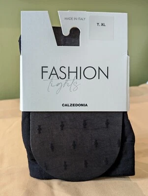 CALZEDONIA 30 DENIER PANTIMEDIAS CON PATRÓN DE DIAMANTES TRANSPARENTES TALLA T.XL / NEGRAS Foto 1 de 3