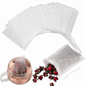 100 Pcs Disposable Tea Filter Bags with Drawstring Empty Coffee Filter Bag - Picture 1 of 6