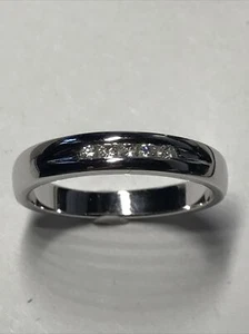 Banda de boda de diamantes de oro blanco de 14 K para hombre talla 10; 5,1 gramos - Imagen 1 de 9