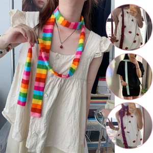 New Stripe Long Scarf Thin Narrow Strip Neckerchief Unisex Street Decor Scarve ∂ - Picture 1 of 22
