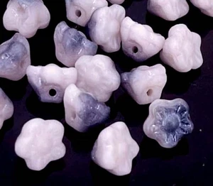 25 Czech Glass Button Style Bead Flower 7mm : Matte Grey Lt Opaque Pink - Picture 1 of 5