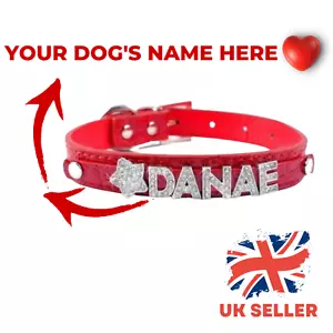 Personalised Dog Collar Leather Name Customised Lead Cat Pet Charms Puppy Tag UK - Picture 1 of 17