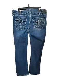 Silver Jeans Womens Plus Sz 34 Bootcut Dark Wash Western Faded Suki Surplus Blue - Picture 1 of 16