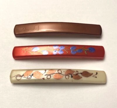 Floral Long Thin Pin Slide Bobby Side Hair Clip Women Boho Chic Made in France - Image 1 of 3