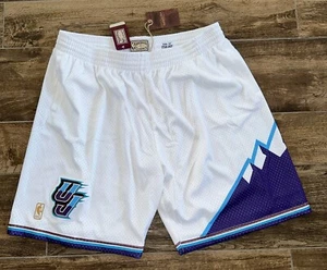 Mens 2XLB Mitchell & Ness NBA Swingman Shorts UTAH Jazz 1996-97 WHITE MOUNTAIN - Picture 1 of 15