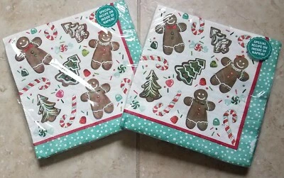 (2) Servilletas de Cena de Papel de Jengibre de Navidad The Pioneer Woman 20ct cada una NUEVO Foto 1 de 3