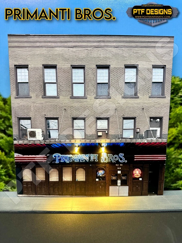 O Scale PRIMANTI BROTHERS - Building Flat/ front w/LED -scratch built Lionel MTH - Image 1 of 4