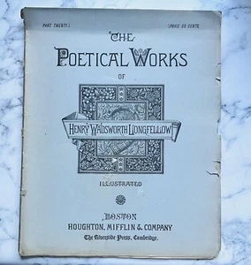 1879 The Poetical Works of Henry Wadsworth Longfellow Book Part Twenty Paperback - Picture 1 of 8