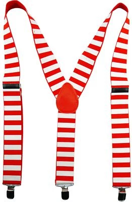 MAKOTEX breite Hosenträger rot/weiß gestreift Köln Ringel verstellbar Karneval Fasching